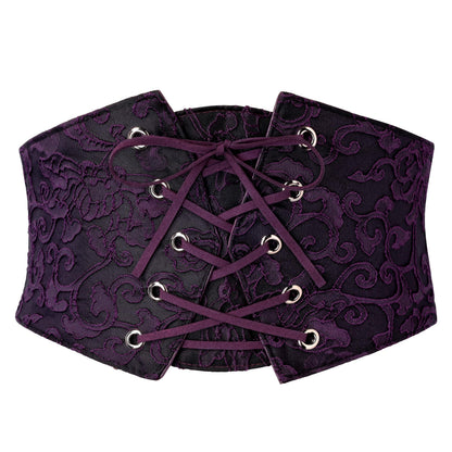 HOTGRACE KARIN Women's Elastic Wide Waist Belt Renaissance Pirate Corset Cinch Belt Cosplay Costume with Press Button
