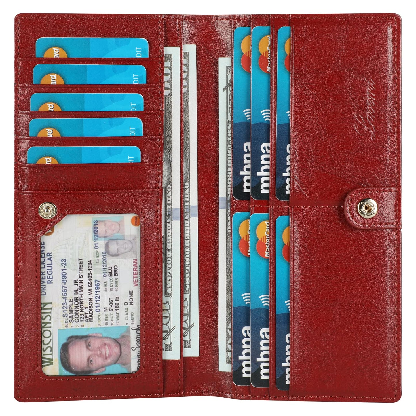 HOTLavemi Ultra Slim Thin Leather Women Wallet RFID Blocking Credit Card Holder Bifold Long Ladies Billfold