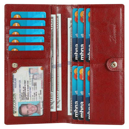 HOTLavemi Ultra Slim Thin Leather Women Wallet RFID Blocking Credit Card Holder Bifold Long Ladies Billfold