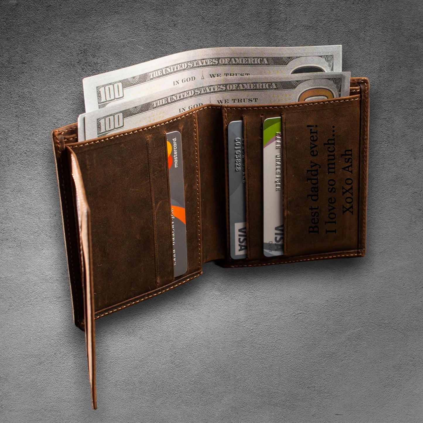 HOTPersonalized Leather Wallet for Men, Genuine Leather Trifold Wallet, Handmade Custom Wallet, Personalized Gift, Gift for Him, Gift for Dad, Anniversary Gift, Valentine's Day Gift,