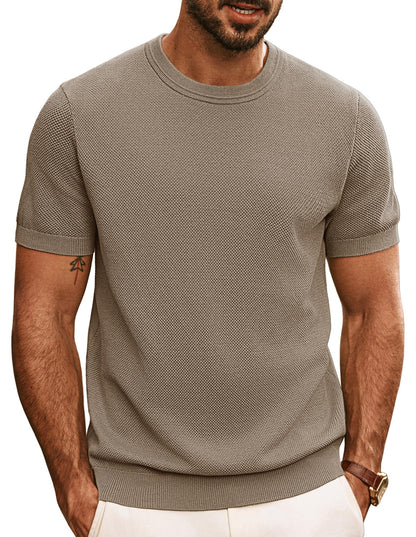 HOTPJ PAUL JONES Mens T Shirts Casual Knit Short Sleeve Tee | Crewneck, Textured Stretch T-Shirts, Lightweight, Comfortable, Breathable, Summer Clothing, Fashion, Classic, Vacation