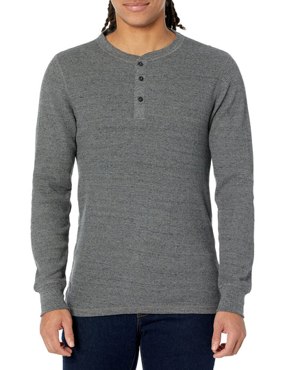 HOTAmazon Essentials Men's Long Sleeve Waffle Henley Shirt