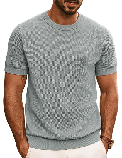 HOTPJ PAUL JONES Mens T Shirts Casual Knit Short Sleeve Tee | Crewneck, Textured Stretch T-Shirts, Lightweight, Comfortable, Breathable, Summer Clothing, Fashion, Classic, Vacation