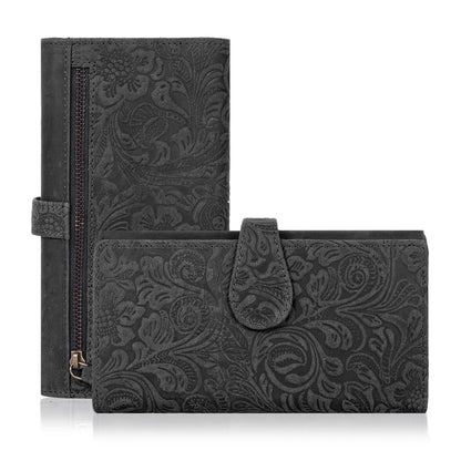 HOTReal Leather Women Wallet Leather with RFID Blocking -Trifold Card Holder Designer Ladies Clutch with ID Window Wallets