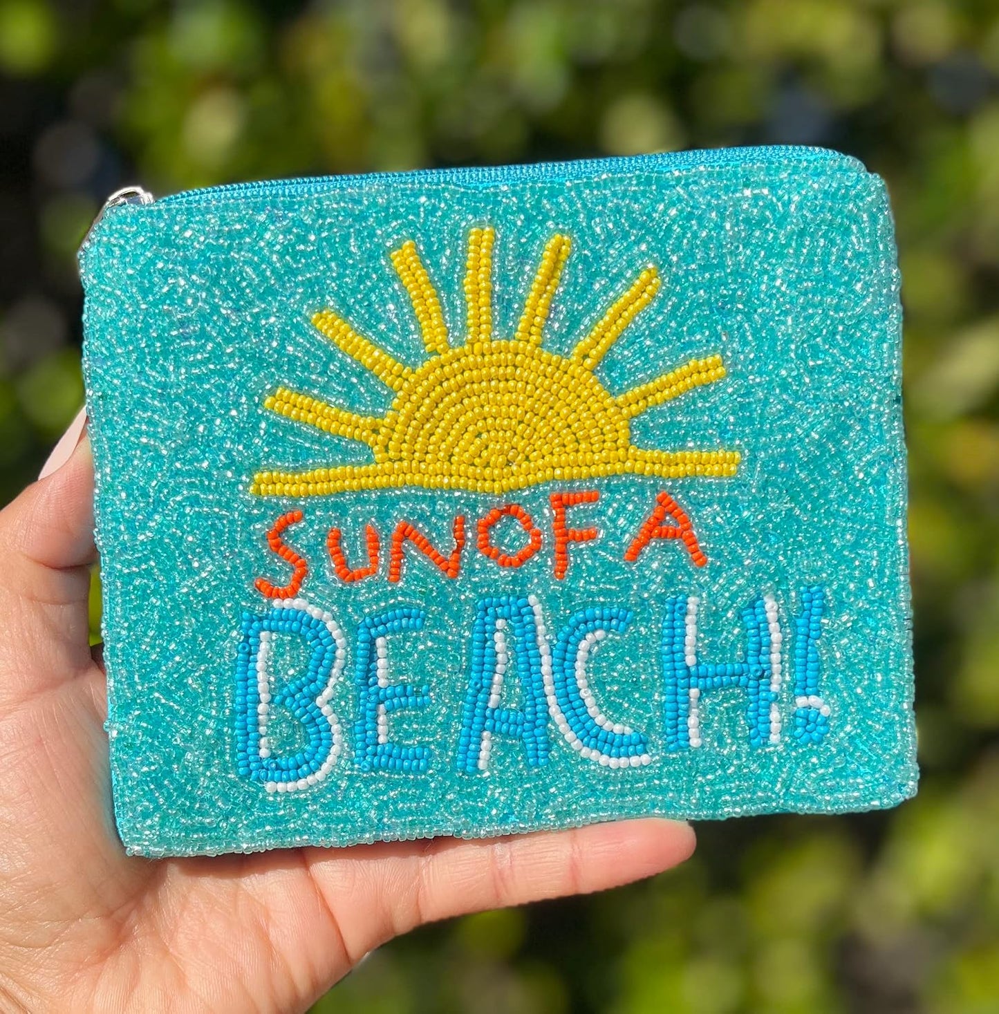 HOTSun Of A Beach Beaded Coin Purse, Beaded Coin Pouch, Summer Beaded Coin Purse, Small Wallets for Her, Birthday Gifts