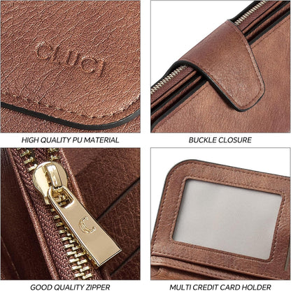 HOTCLUCI Wallet For Women PU Leather RFID Blocking Womens Wallet Bifold Card Holder with ID Window Gifts for Women Birthday