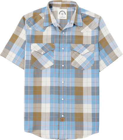 HOTDubinik® Viscose Made from Bamboo Mens Short Sleeve Shirts Plaid Shirt Western Cowboy Pearl Snap Casual Plaid Shirts for Men