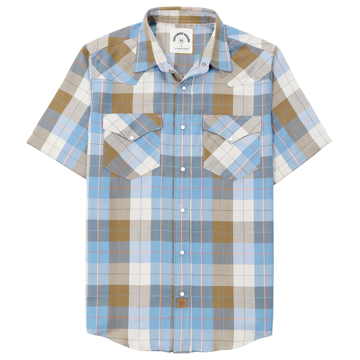 HOTDubinik® Viscose Made from Bamboo Mens Short Sleeve Shirts Plaid Shirt Western Cowboy Pearl Snap Casual Plaid Shirts for Men