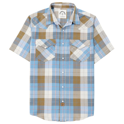 HOTDubinik® Viscose Made from Bamboo Mens Short Sleeve Shirts Plaid Shirt Western Cowboy Pearl Snap Casual Plaid Shirts for Men