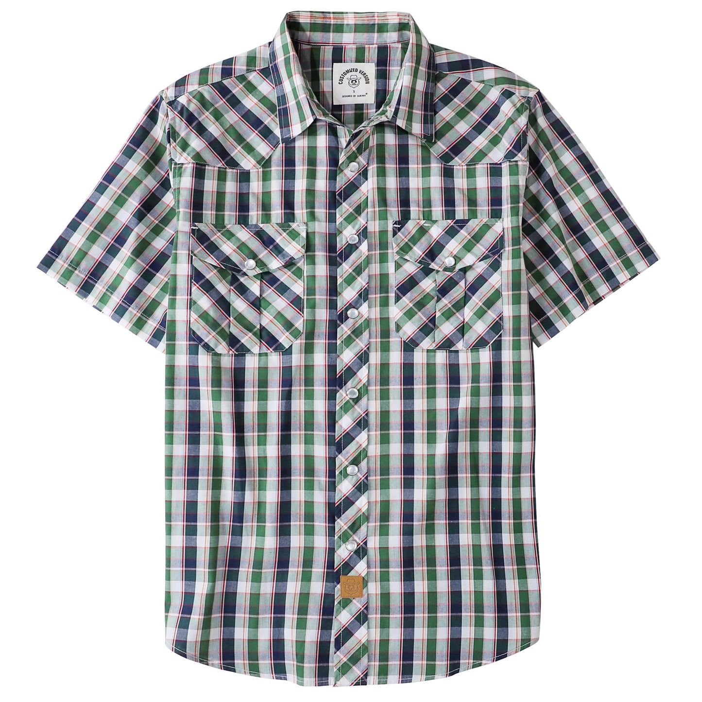HOTDubinik® Western Shirts for Men Short Sleeve Plaid Pearl Snap Shirts for Men Button Up Shirt Cowboy Casual Work Shirt