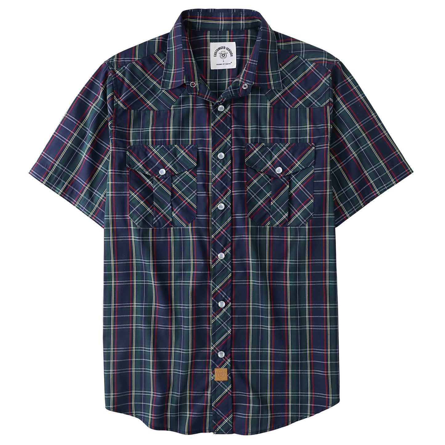 HOTDubinik® Western Shirts for Men Short Sleeve Plaid Pearl Snap Shirts for Men Button Up Shirt Cowboy Casual Work Shirt