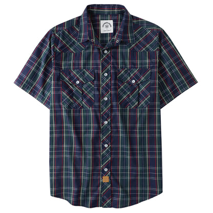 HOTDubinik® Western Shirts for Men Short Sleeve Plaid Pearl Snap Shirts for Men Button Up Shirt Cowboy Casual Work Shirt