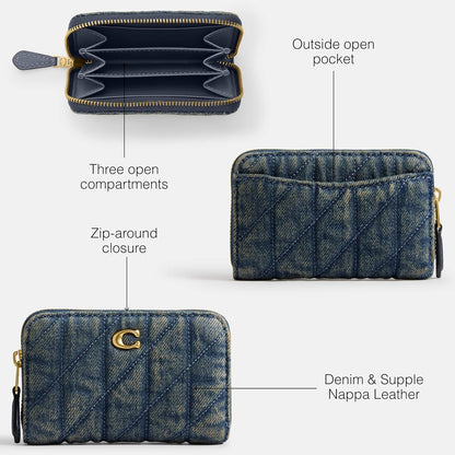 HOTCoach Essential Small Zip Around Card Case with Quilting