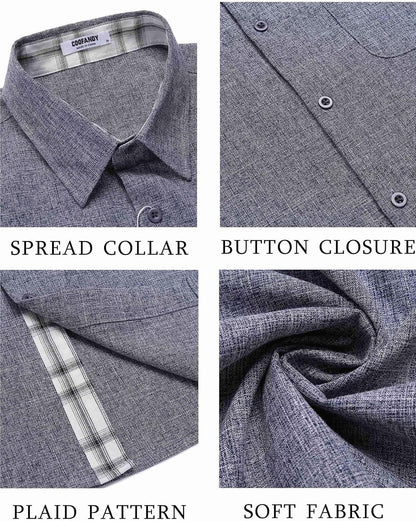 HOTCOOFANDY Men's Button Down Shirts Short Sleeve Casual Summer Beach Vacation Wedding Shirt with Pocket