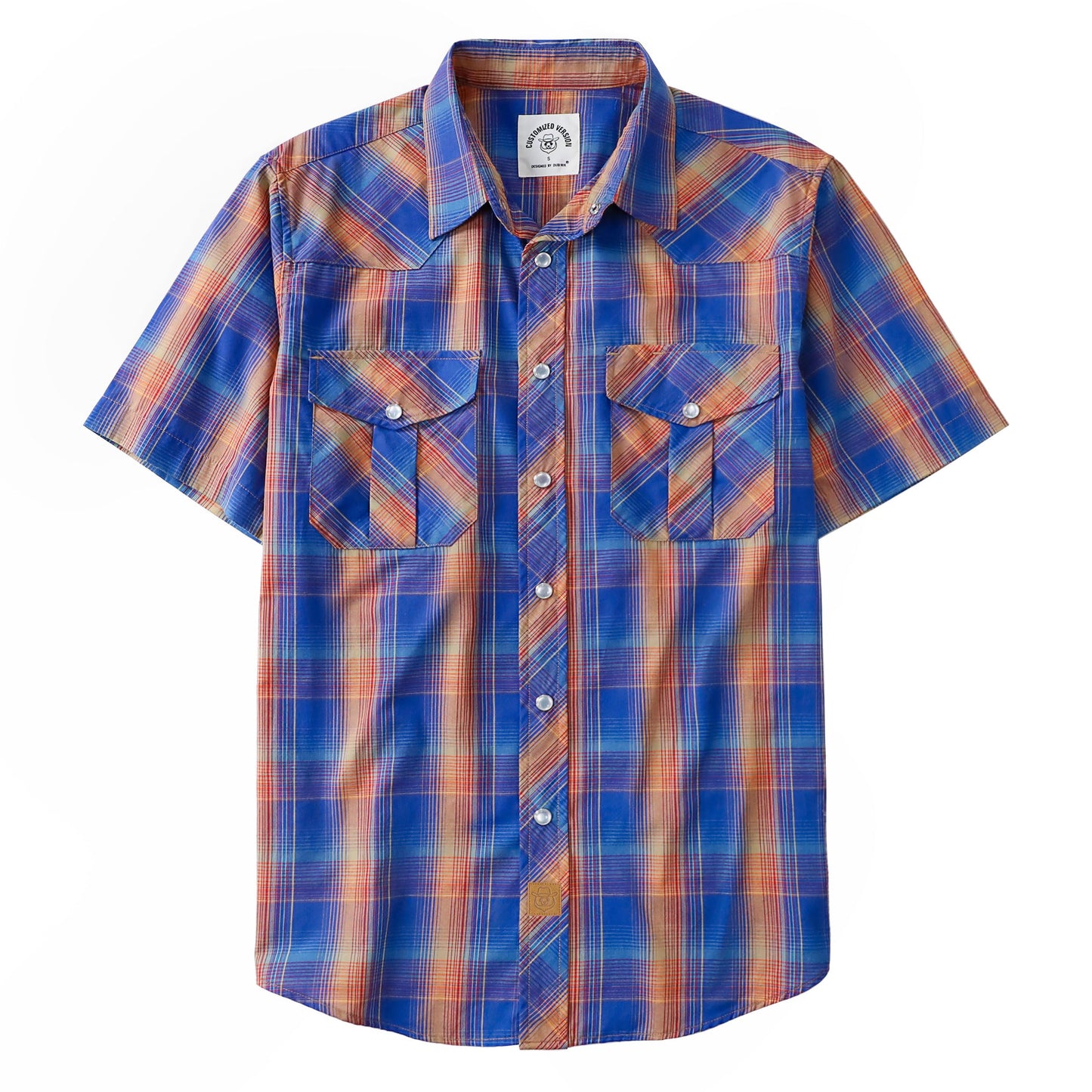HOTDubinik® Western Shirts for Men Short Sleeve Plaid Pearl Snap Shirts for Men Button Up Shirt Cowboy Casual Work Shirt