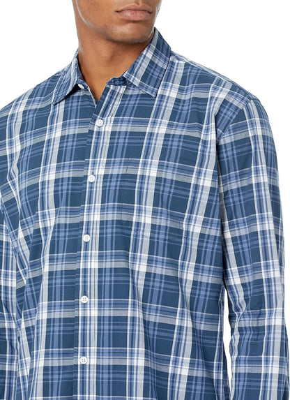HOTAmazon Essentials Men's Regular-Fit Long-Sleeve Casual Poplin Shirt, Button Front, Business Casual, Collared
