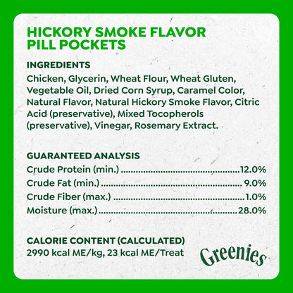 HOTGreenies Pill Pockets Large Size Dog Treats, Hickory Smoke, 15.8 oz | Capsule size, hickory smoke flavor, masks medicine odor, low calorie, stress-free, Dog Treat Pouch for Capsule Medication