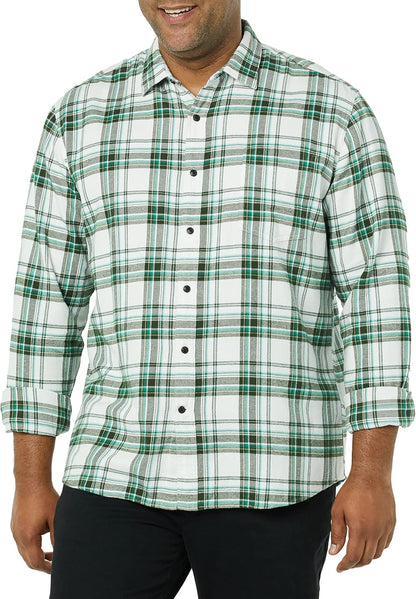 HOTAmazon Essentials Men's Regular Fit Long-Sleeve Flannel Shirt, Soft Brushed Cotton, Lightweight yet Warm