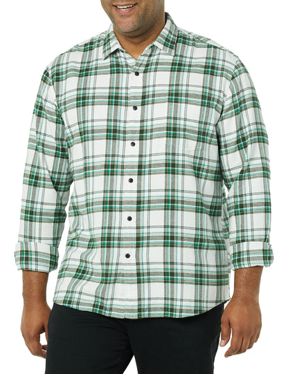 HOTAmazon Essentials Men's Regular Fit Long-Sleeve Flannel Shirt, Soft Brushed Cotton, Lightweight yet Warm
