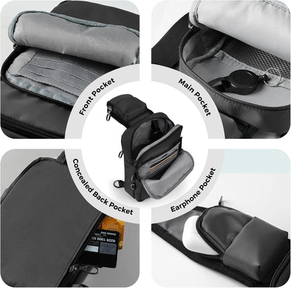 HOTVADOO Sling Bag, Crossbody Bag with Zipper Lock, RFID Blocking & Water Resistant for Men and Women