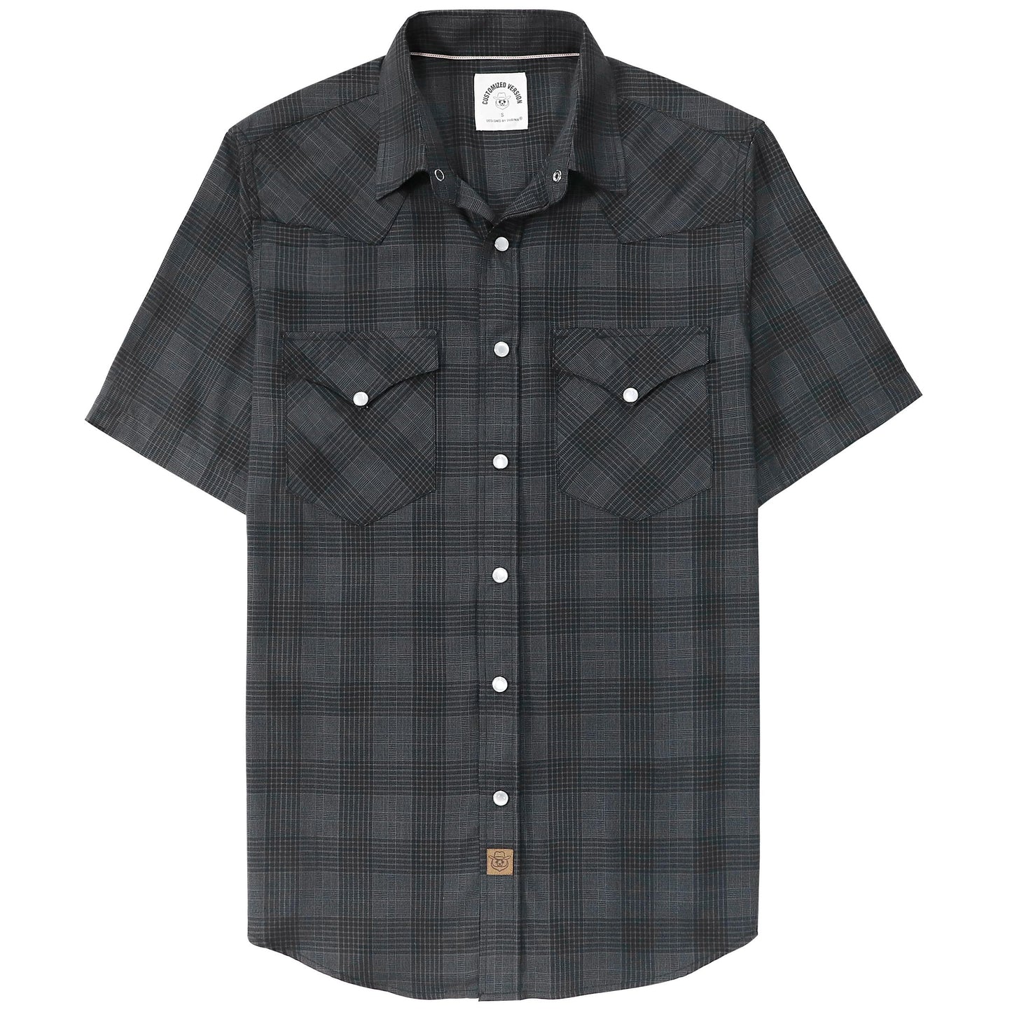 HOTDubinik® Viscose Made from Bamboo Mens Short Sleeve Shirts Plaid Shirt Western Cowboy Pearl Snap Casual Plaid Shirts for Men