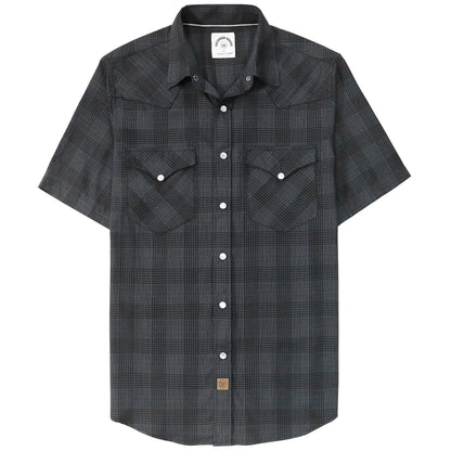 HOTDubinik® Viscose Made from Bamboo Mens Short Sleeve Shirts Plaid Shirt Western Cowboy Pearl Snap Casual Plaid Shirts for Men