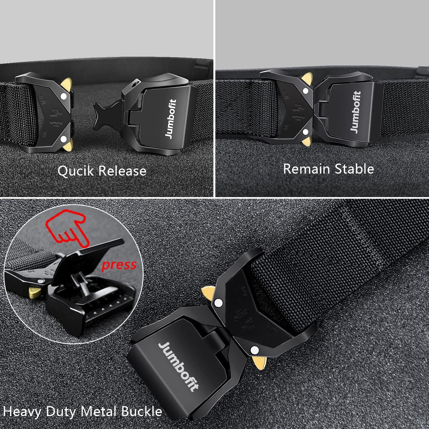 HOTTactical Belt for Men and Women, Military Work Belt Nylon with Quick-Release Buckle, Gift with Molle Pouch & Clip