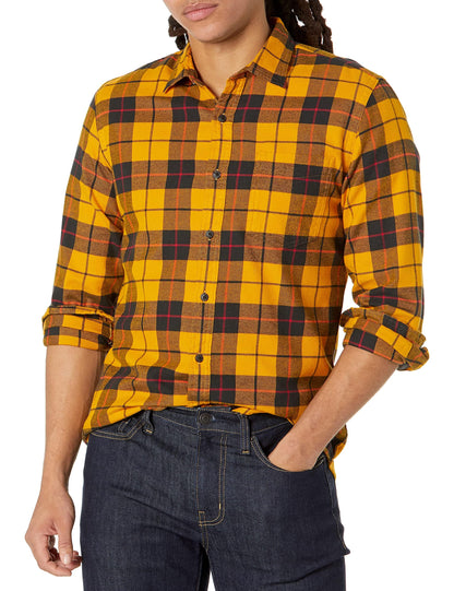 HOTAmazon Essentials Men's Slim-Fit Flannel Shirt, Long Sleeve Button Down Plaid