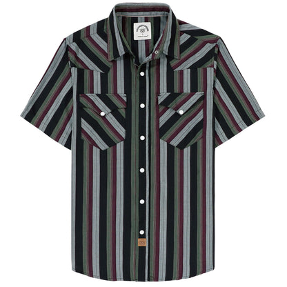 HOTDubinik® Viscose Made from Bamboo Mens Short Sleeve Shirts Plaid Shirt Western Cowboy Pearl Snap Casual Plaid Shirts for Men