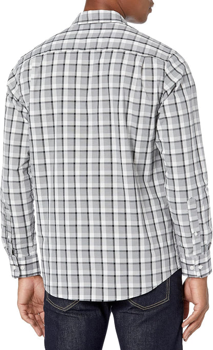 HOTAmazon Essentials Men's Regular-Fit Long-Sleeve Casual Poplin Shirt, Button Front, Business Casual, Collared