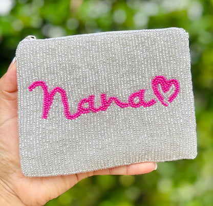 HOTNANA Beaded Coin Purse Pouch, Gifts for Grandma, Small Wallets, Nana Gifts, Beaded Pouch Purse, Birthday Mothers Day Gift