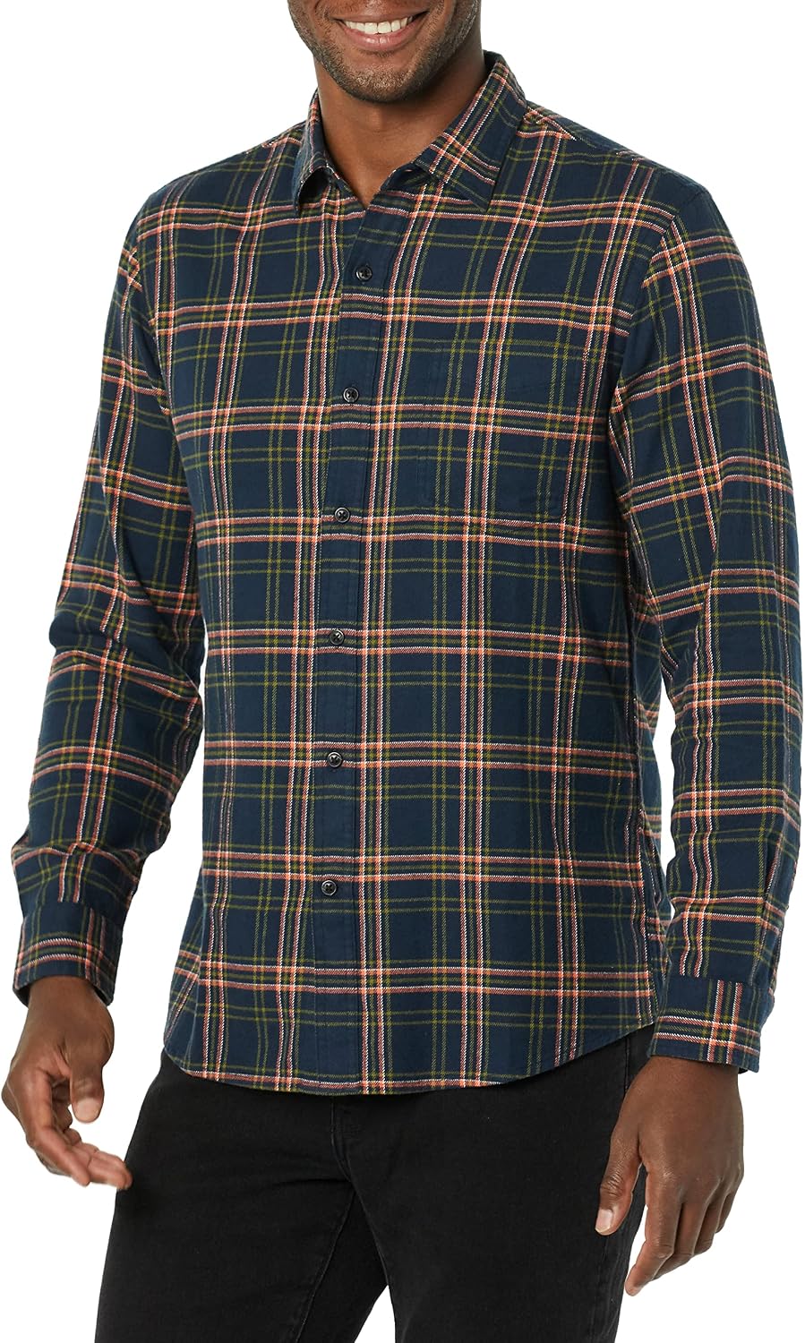 HOTAmazon Essentials Men's Slim-Fit Flannel Shirt, Long Sleeve Button Down Plaid