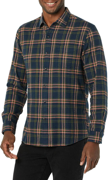 HOTAmazon Essentials Men's Slim-Fit Flannel Shirt, Long Sleeve Button Down Plaid