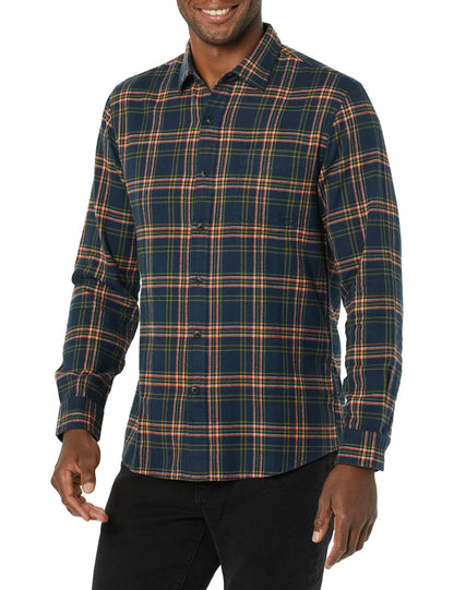 HOTAmazon Essentials Men's Slim-Fit Flannel Shirt, Long Sleeve Button Down Plaid
