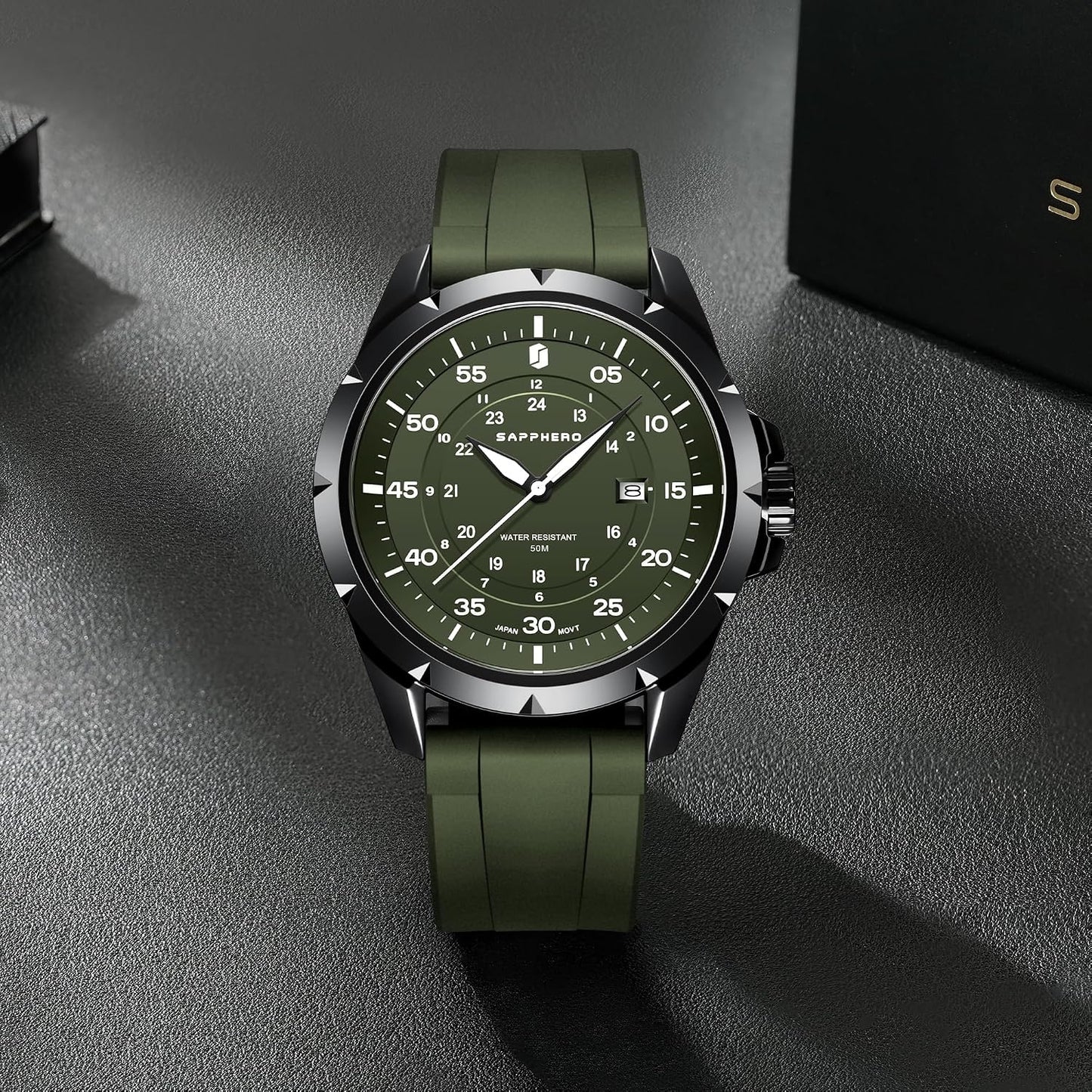 HOTSAPPHERO Mens Watch 50M Waterproof Luminous Quartz Analog Watches with Date Display Casual Stylish Work Business Classic Silicone Strap Men's Wrist Watches Elegant Gifts for Men