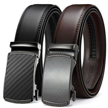 HOTCHAOREN Mens Belt Leather Ratchet Belt 2 Pack - Customizable Fit, Effortless Style (35mm)