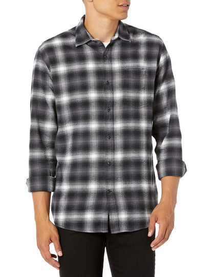 HOTAmazon Essentials Men's Regular Fit Long-Sleeve Flannel Shirt, Soft Brushed Cotton, Lightweight yet Warm