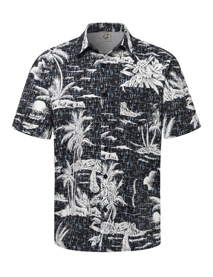HOTHardaddy Men's Hawaiian Shirt Short Sleeves Coconut Printed Button Down Summer Beach Casual Shirts