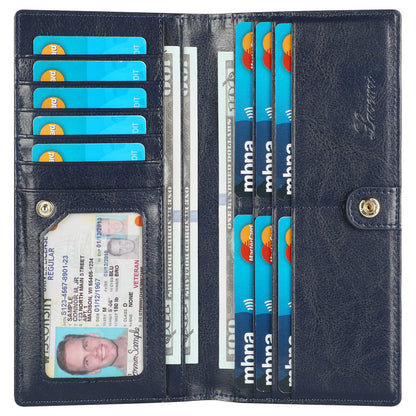 HOTLavemi Ultra Slim Thin Leather Women Wallet RFID Blocking Credit Card Holder Bifold Long Ladies Billfold