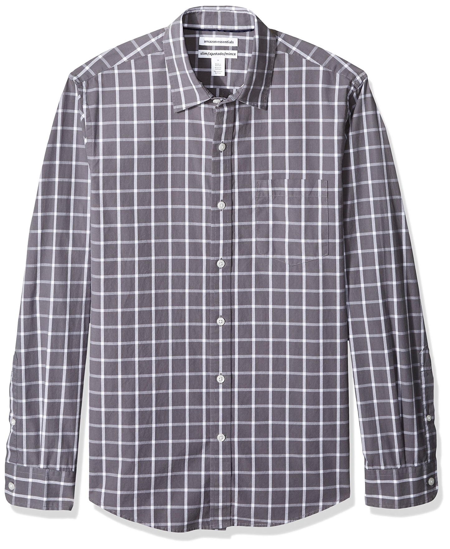 HOTAmazon Essentials Men's Regular-Fit Long-Sleeve Casual Poplin Shirt, Button Front, Business Casual, Collared