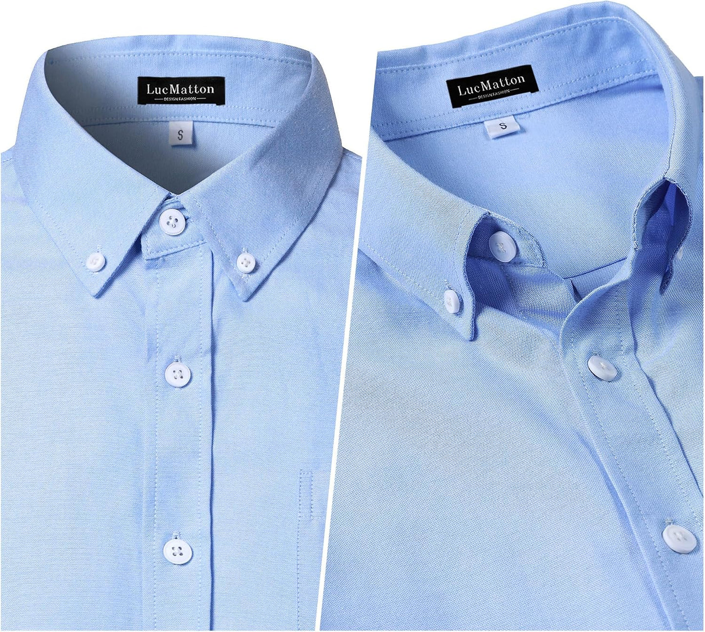 HOTLucMatton Men's Lightweight Oxford Long Sleeve Button Down Shirt Business Casual Slim fit Dress Shirts with Pocket