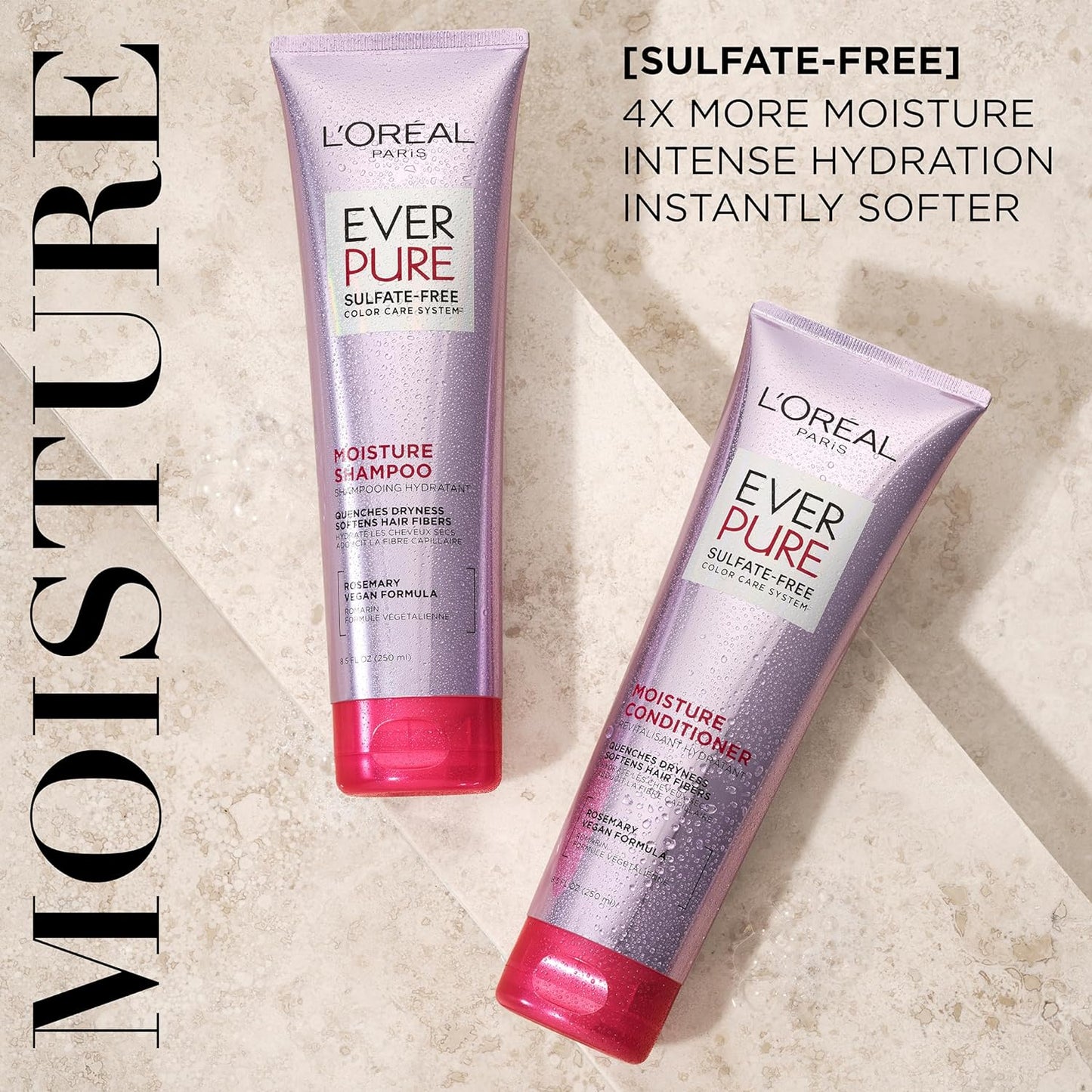 HOTL'Oreal Paris EverPure Moisture Shampoo and Conditioner Set, Sulfate-Free Hair Care for Dry or Color-Treated Hair with Rosemary Botanicals, 17 Fl Oz Set