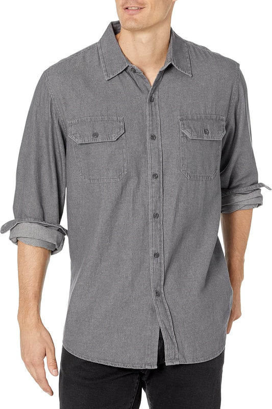 HOTWrangler Authentics Men's Long Sleeve Classic Woven Shirt