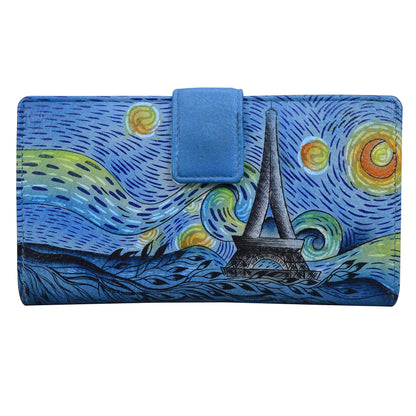 HOTAnna by Anuschka Women's Hand Painted Genuine Leather Two Fold Organizer Wallet