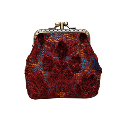 HOTCarpet Bag Double Kiss Clasp Coin Purse Pouch,Vintage Change Wallet Card Holder