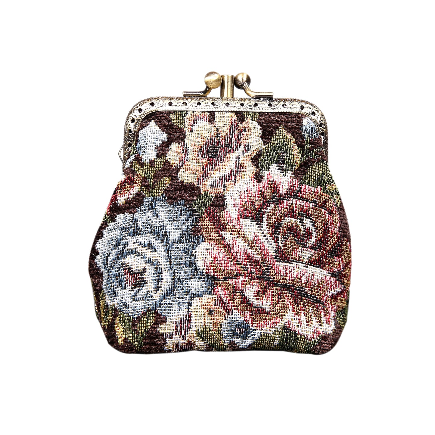 HOTCarpet Bag Double Kiss Clasp Coin Purse Pouch,Vintage Change Wallet Card Holder