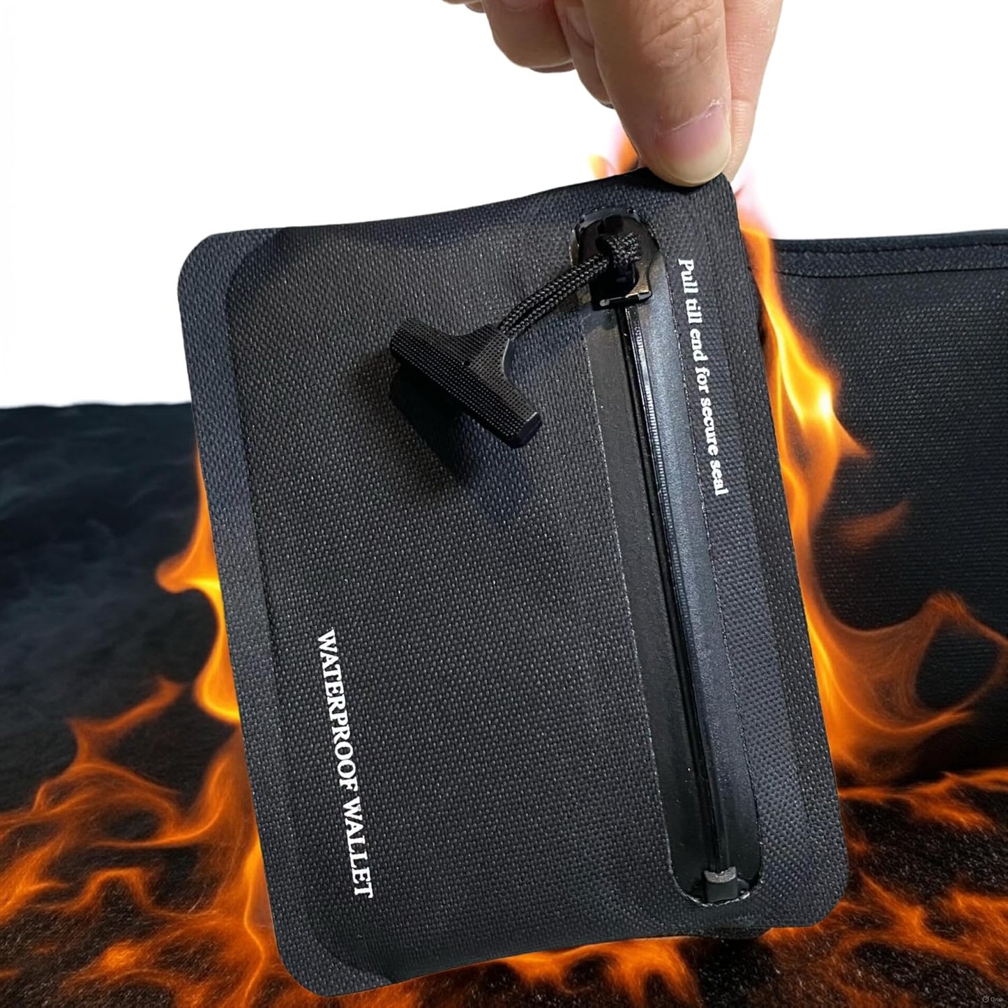 HOTHeavy Duty Airtight Wallet Submersible Waterproof & Fire-retardant Waterproof Protection (Up to 30M Depth) (Black)