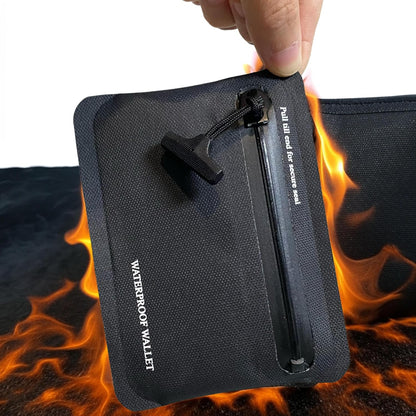 HOTHeavy Duty Airtight Wallet Submersible Waterproof & Fire-retardant Waterproof Protection (Up to 30M Depth) (Black)