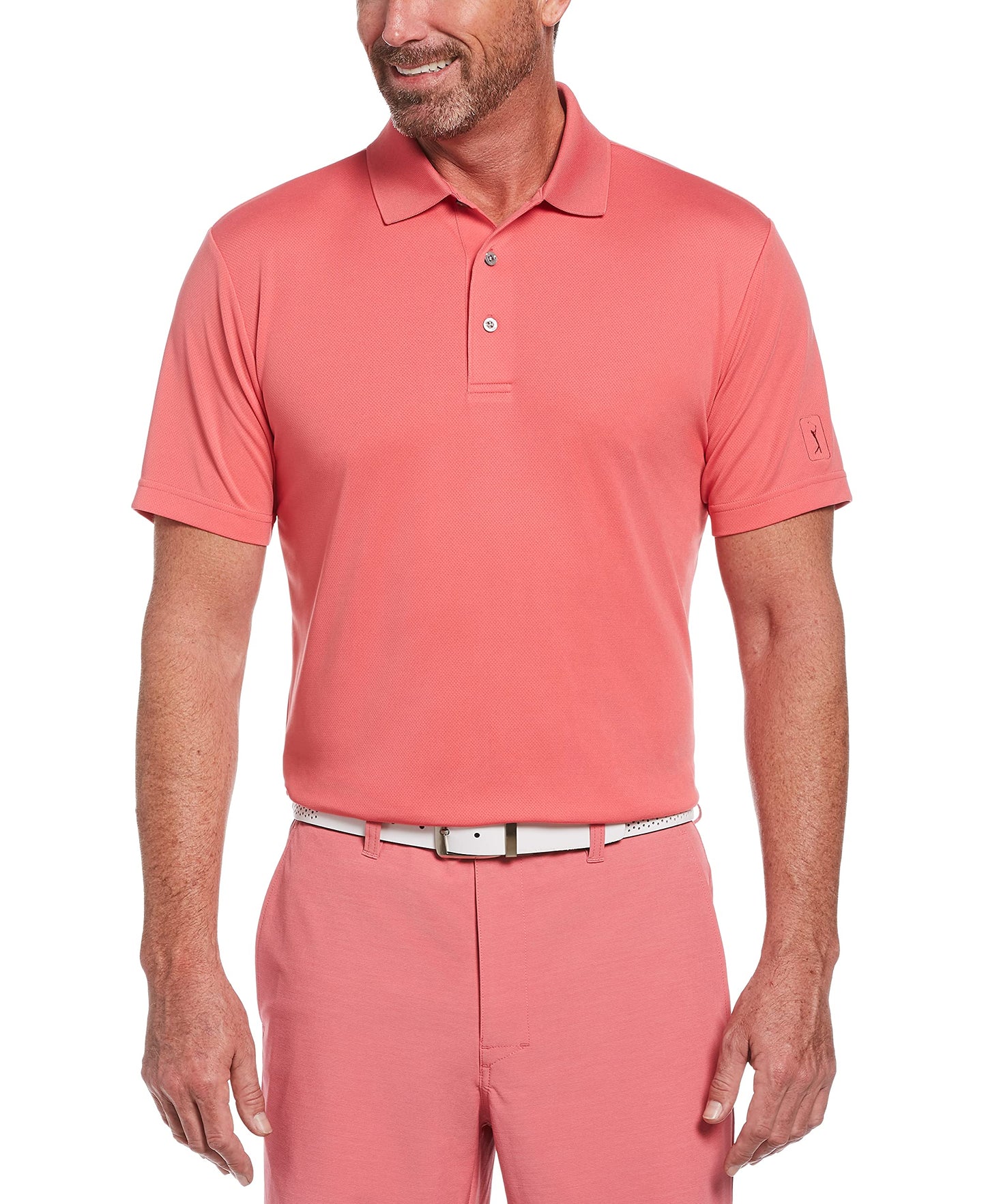 HOTPGA Tour Men's Airflux Solid Mesh Short Sleeve Classic Golf Polo Shirt