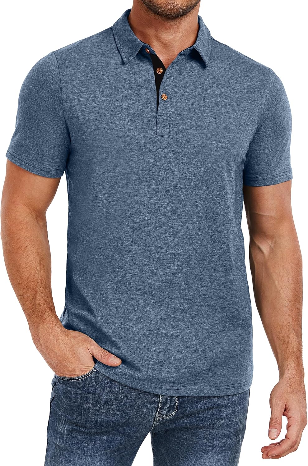 HOTPEGENO Mens Polo Shirts Short Sleeve Casual Cotton Golf Shirts Performance Polo Shirts for Men